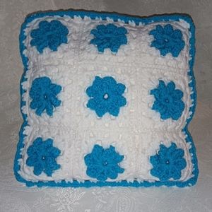 Crochet Granny Square Accent Pillow